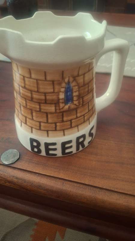 Beer mug large vintage castle