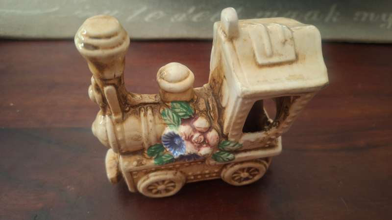 Creations by Capodimonte Porcelain Crude Antique train Figurine with Flowers