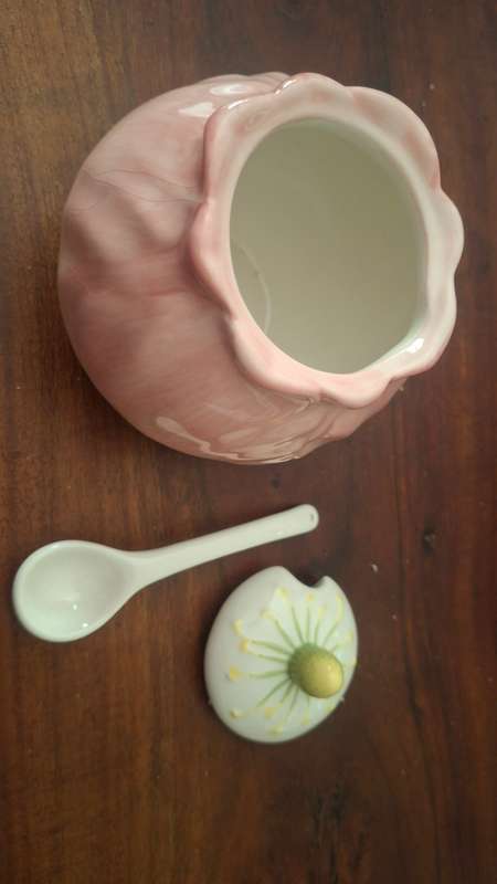 Flower sugar bowl with spoon