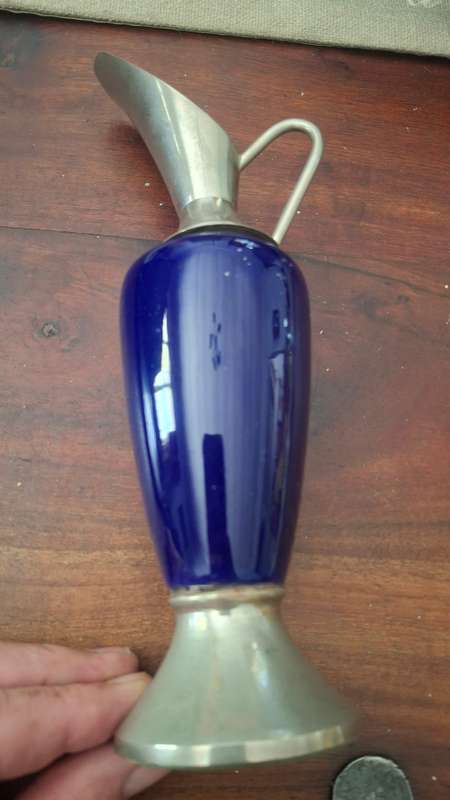 Vintage porcelain vase metal ends