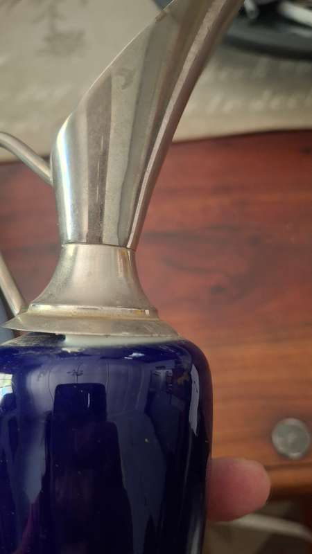 Vintage porcelain vase metal ends