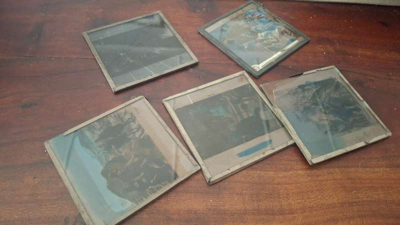 Vintage glass lantern slides x5