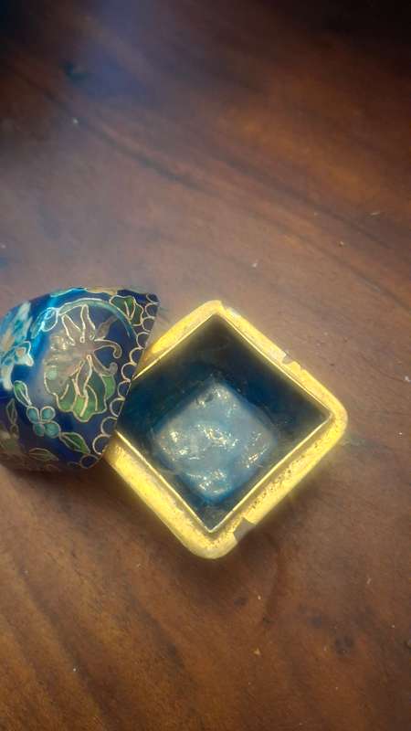 Vintage enamel inlaid box with copper