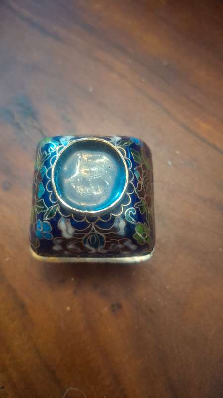 Vintage enamel inlaid box with copper