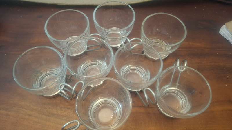 Set of 8 Vitrosax Italian Espresso glass cups