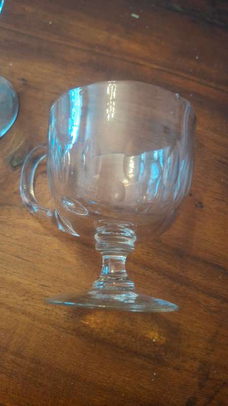 Antique Victorian/Edwardian custard cups, etched glass c1900