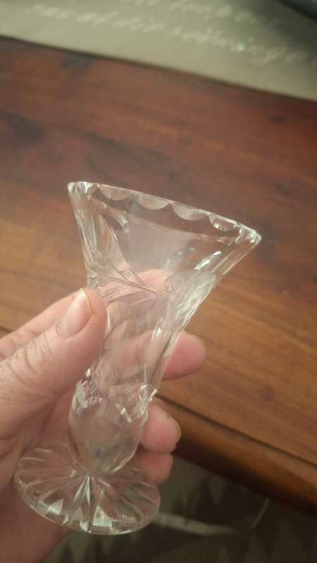 Crystal rose bud vase