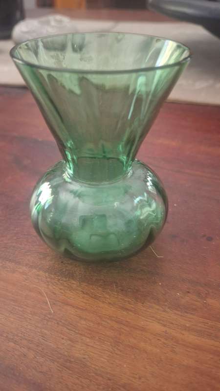Small green glass vase vintage
