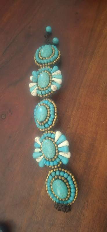 Traditional Beaded Thai Bracelet  Turquoise