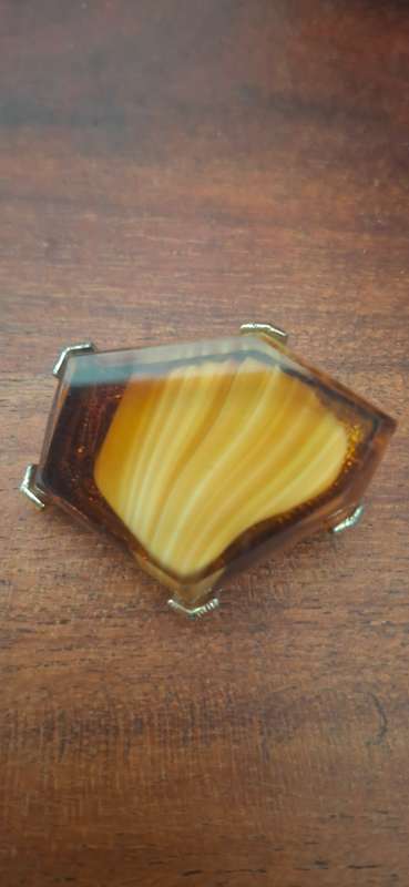 Vintage brooch tiger eye stone Hollywood