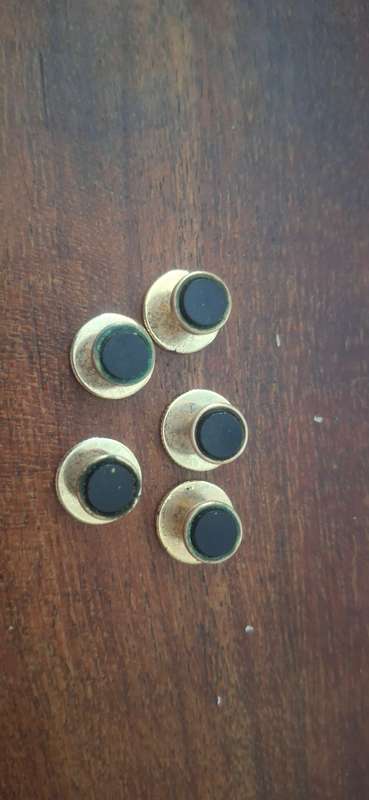 Vintage Men's Jewelry Tuxedo Buttons Set 5pc Black Onyx & Goldtone Metal
