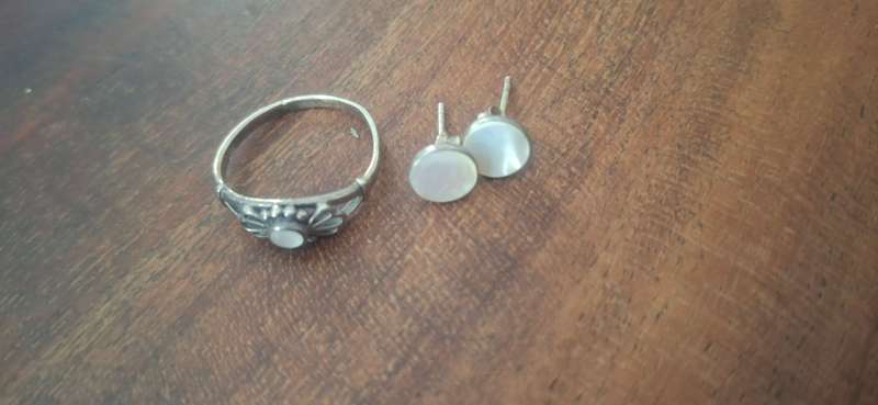 Sterling silver earrings with matching ring