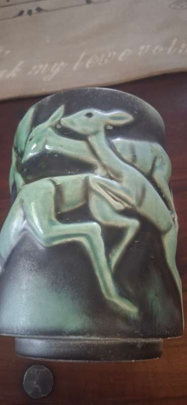 Vintage Cortendorf Dear Jar Pottery Germany Turquoise Retro MCM