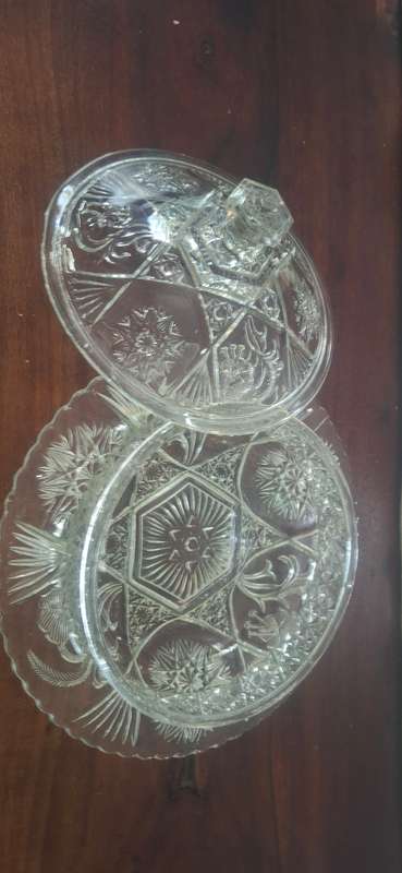 Glass butter dish with lid vintage
