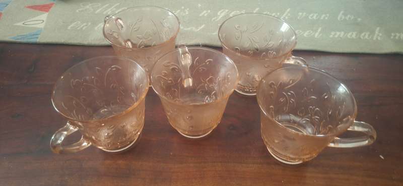 Vintage pink glass cups