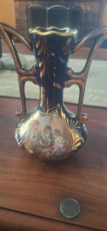 Vintage Bequet Handpainted  Vase - Made In Belgium