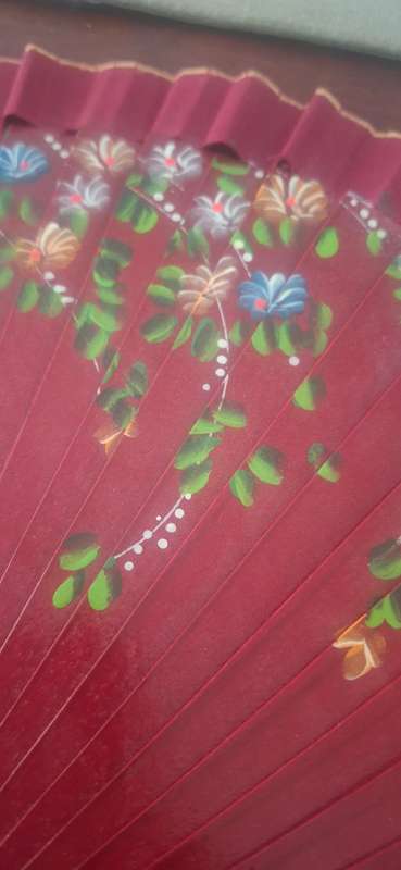 Vintage wooden handpainted fan