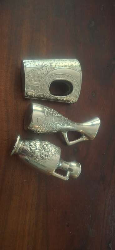 Small metal vases x 3