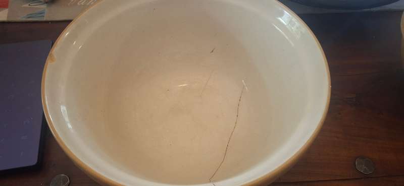 Vintage 1970s  Mason Cash & Co 'Church Gresley grip stand bowl cracked'