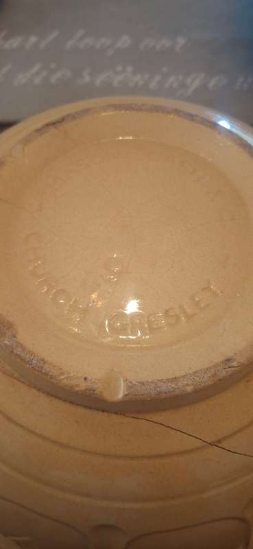 Vintage 1970s  Mason Cash & Co 'Church Gresley grip stand bowl cracked'