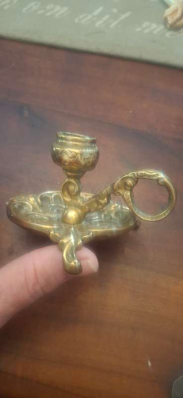 Vintage Brass Thistle Candleholder Shaped Chamber Stick Single Candle Stick Ornate Art Nouveau Style