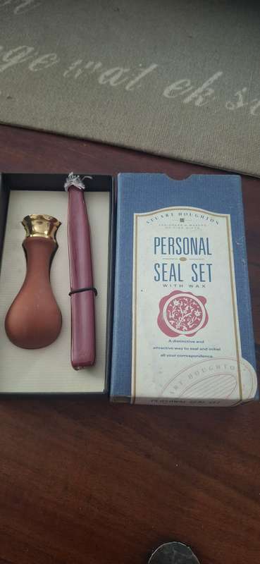 Personal Seal Set Stuart Houghton The Letter R W/ Red Wax