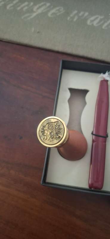 Personal Seal Set Stuart Houghton The Letter R W/ Red Wax
