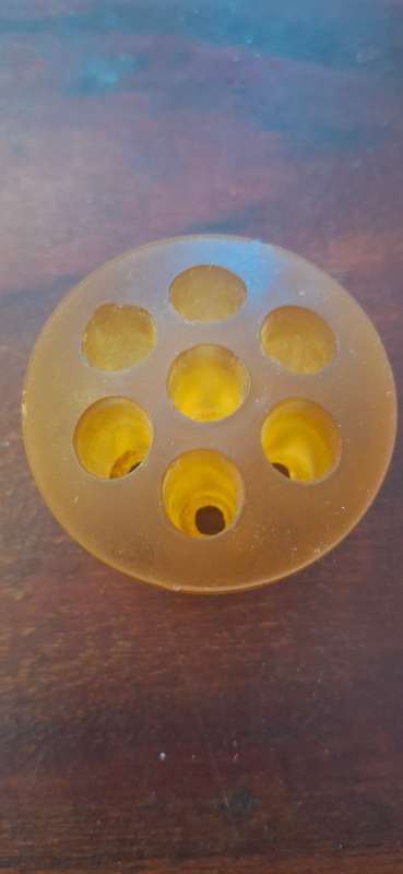 Amber vintage 1930 vase with flower frog