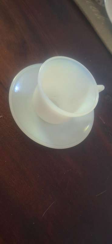 Milk glass cup and saucer vintage