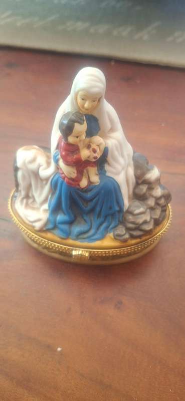 Vintage Mary Baby Jesus Trinket Box Trinity Broadcasting Network Mother Nativity