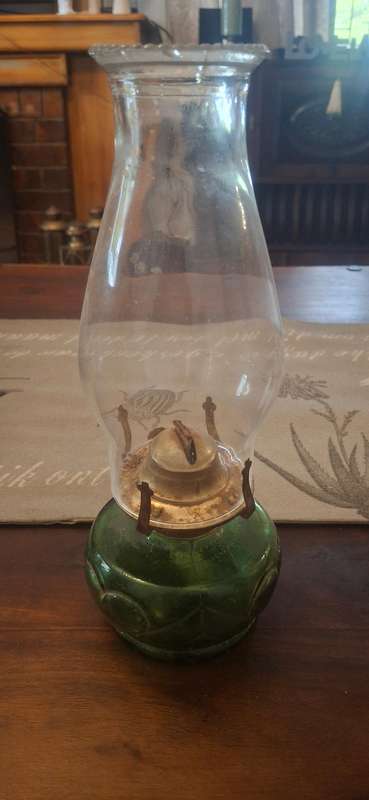 Green glass lantern vintage