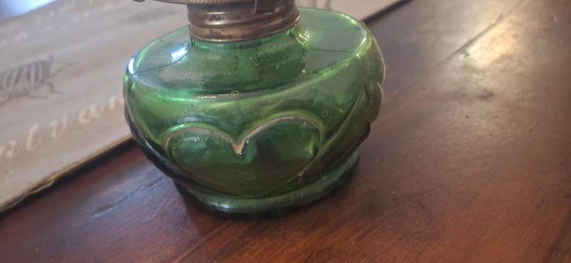 Green glass lantern vintage