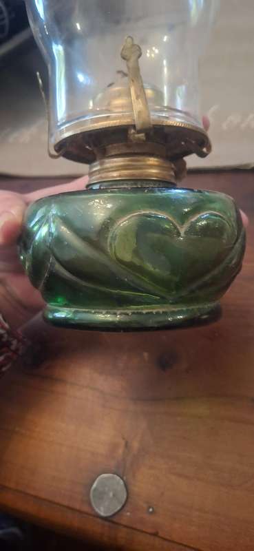 Green glass lantern vintage