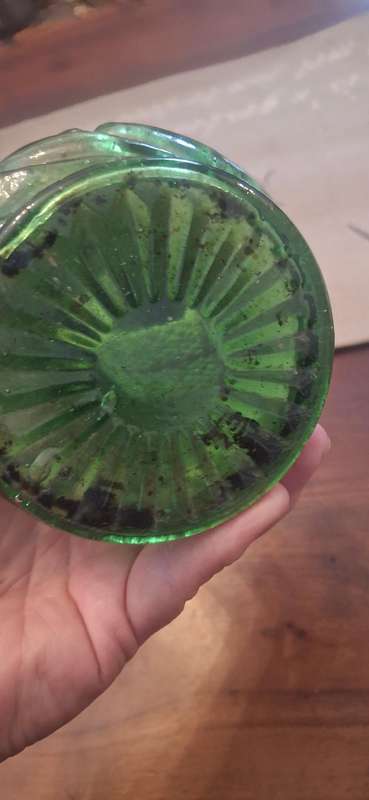 Green glass lantern vintage