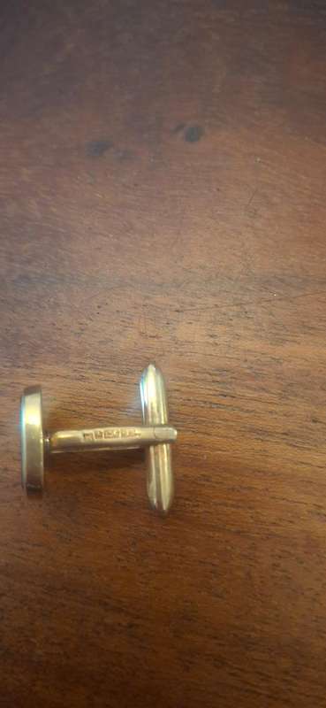 VINTAGE 9K YELLOW GOLD BLACK ONYX CUFFLINKS SQUARE