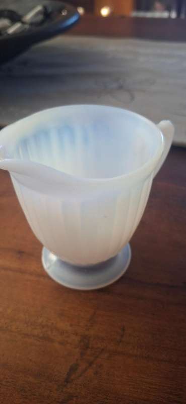 VINTAGE WHITE OPAQUE TRANSLUCENT MILK GLASS  creamer