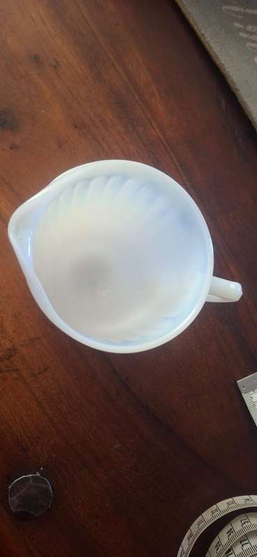 VINTAGE WHITE OPAQUE TRANSLUCENT MILK GLASS  creamer