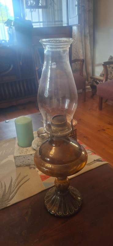 Vintage amber oil lamp