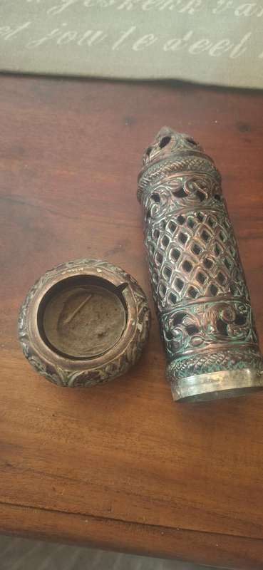 Oriental High Ornate Metal Candle Holder