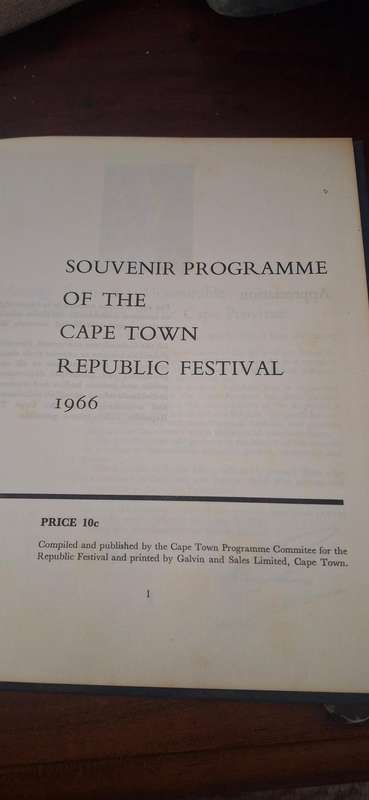 Souvenir programme of the cape town Republic festival 1966