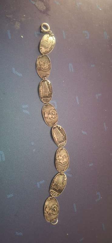Vintage 800 Silver Greece Tourist Bracelet Delphi Parthenon Souvenir