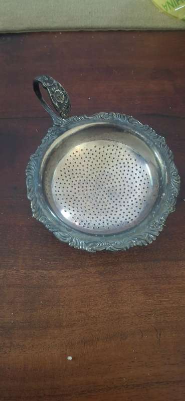Vintage Silver Plated Primax Pleet Loose Leaf Tea Strainer and Rest Dish Ornate