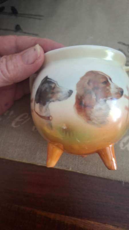 Handpainted bowl with dogs