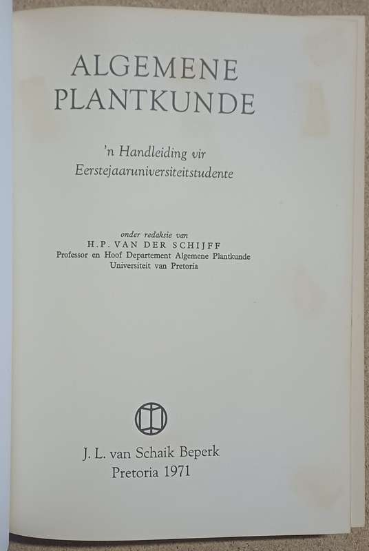 ALGEMENE PLANTKUNDE H. P. van der Schijff