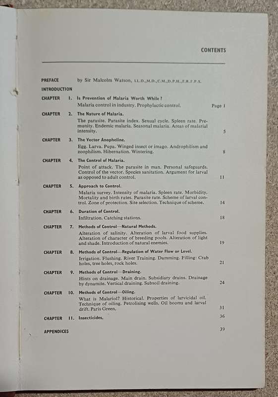 A HANDBOOK OF MALARIA CONTROL by R. Svensson