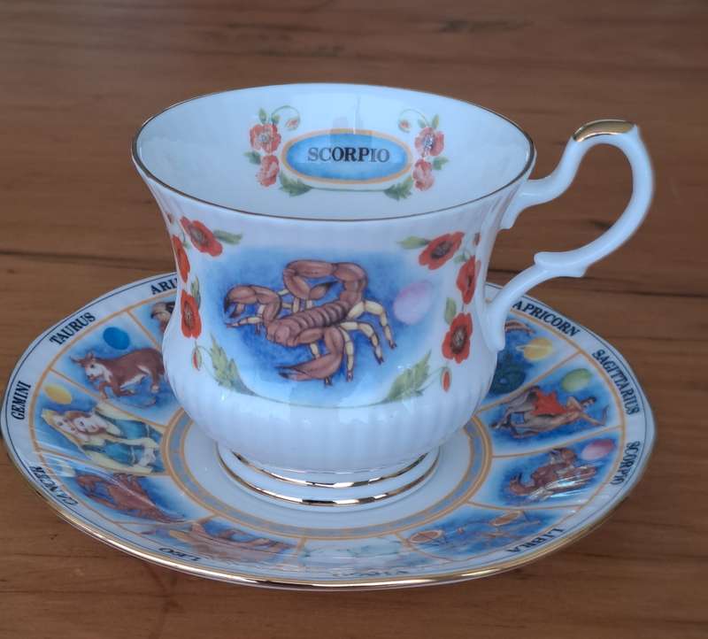 Queens Zodiac Cup and Saucer - Scorpio
