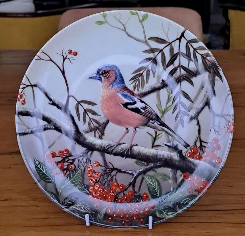 Tirschenreuth Plate ' Buchfink mit Vogelbeeren'