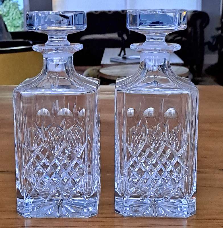 Pair of Crystal Decanters in a Tantalus