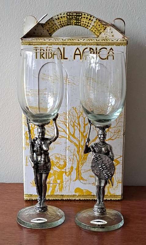 Andy C 'Tribal Africa' Wine Glasses - boxed