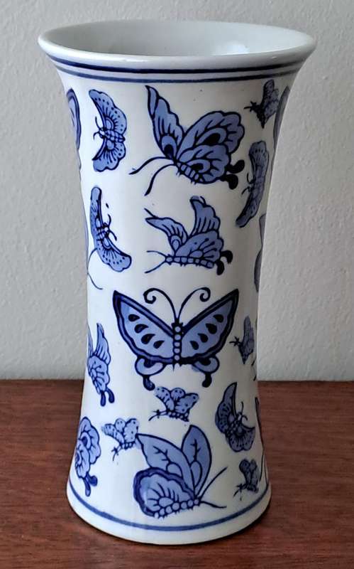 Genuine Ming Blue Butterfly Vase
